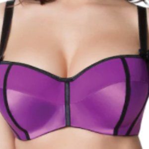 Parfait Bra: Charlotte Full-Figure Balconette Bra 6931 Purple & Black Padded